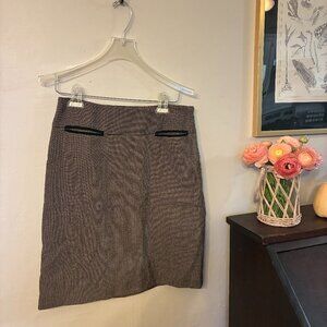 Loft Black and Brown Pencil Skirt with Pocket Details Size 4